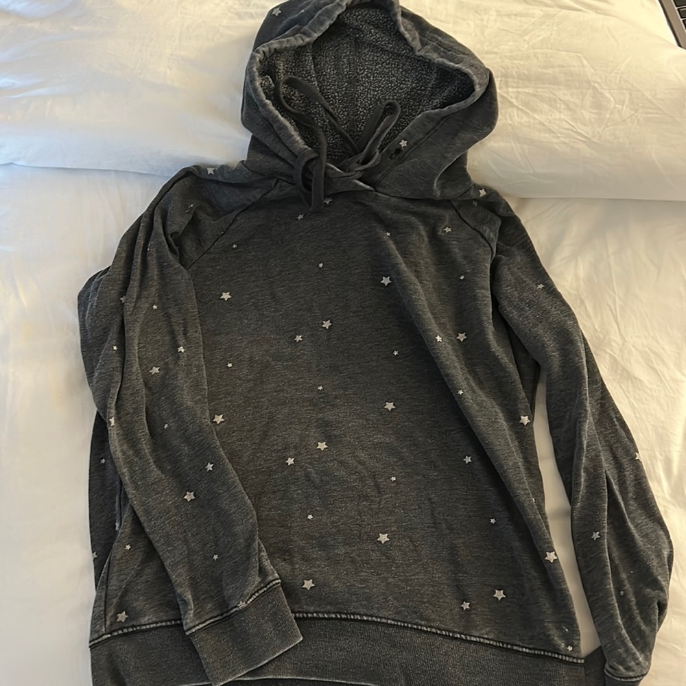 Z supply grey star hooded sweatshirt